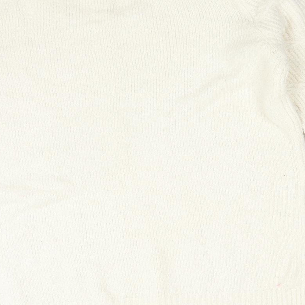 Dorothy Perkins Womens White Round Neck Acrylic Pullover Jumper Size 10