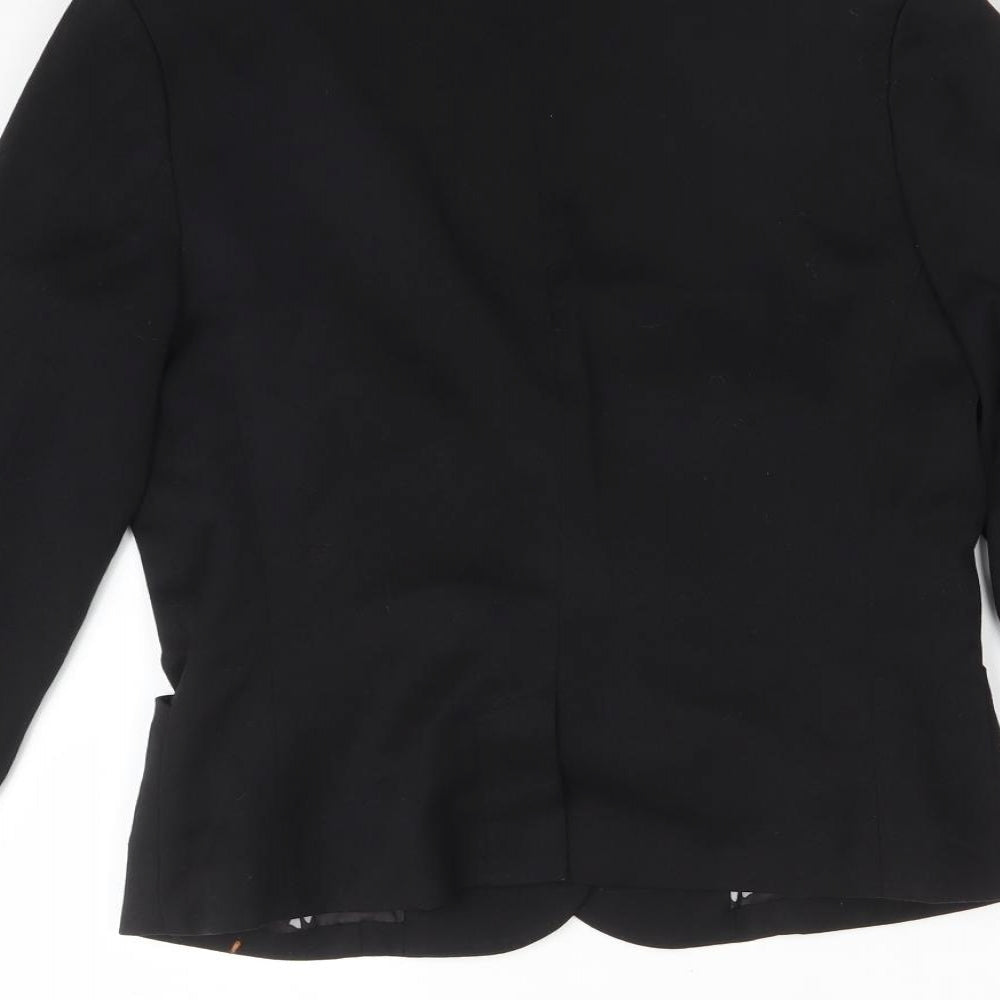 H&M Womens Black Polyester Jacket Suit Jacket Size 12