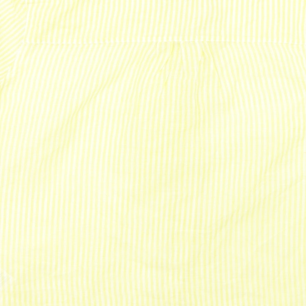 NEXT Womens Yellow Striped Cotton Basic Button-Up Size 6 Round Neck