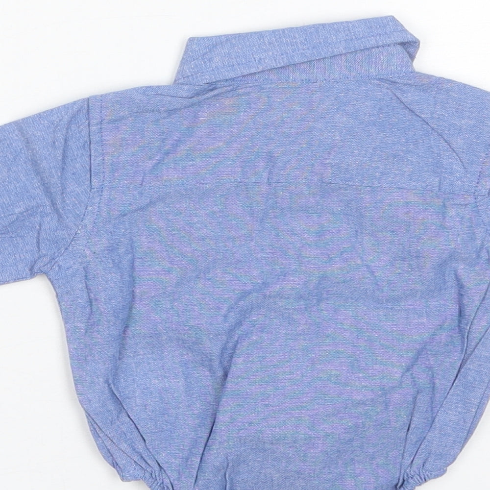 Little Gent Baby Blue Cotton Romper One-Piece Size 0-3 Months