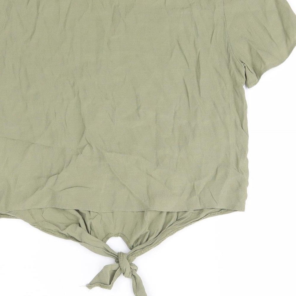 New Look Womens Green Viscose Basic Blouse Size 8 Round Neck