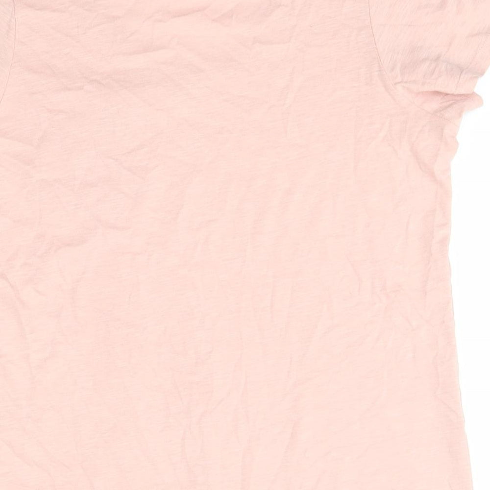 encuentro Womens Pink Polyester Basic T-Shirt Size S V-Neck