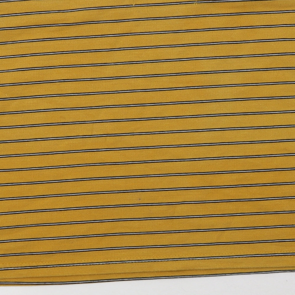 Pull & Bear Womens Yellow Striped Cotton Pullover Sweatshirt Size L