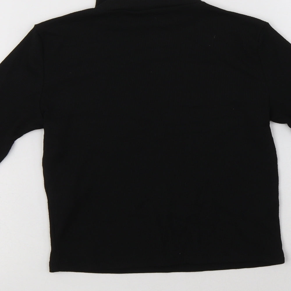 Miss E-Vie Girls Black Polyester Basic Blouse Size 9-10 Years Mock Neck
