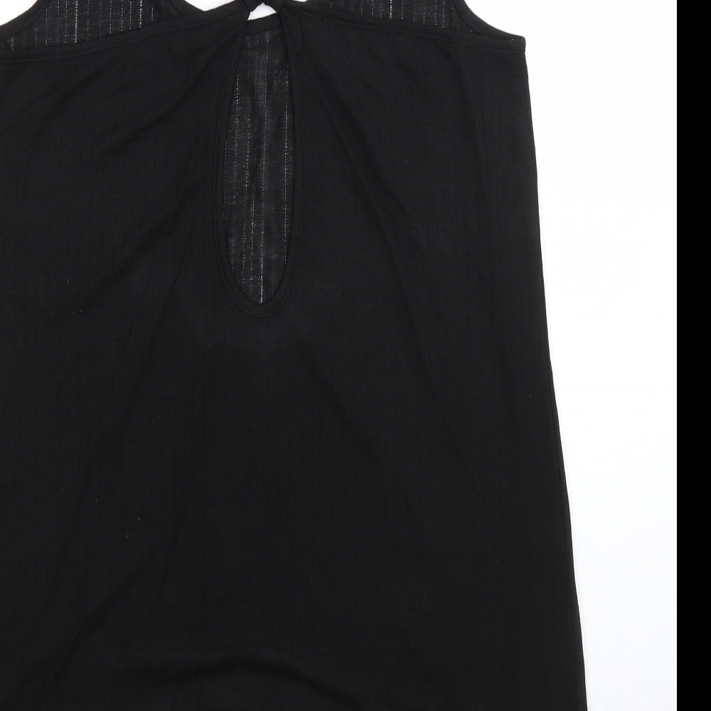 Holiday Shop Womens Black Polyester Basic Blouse Size S Round Neck