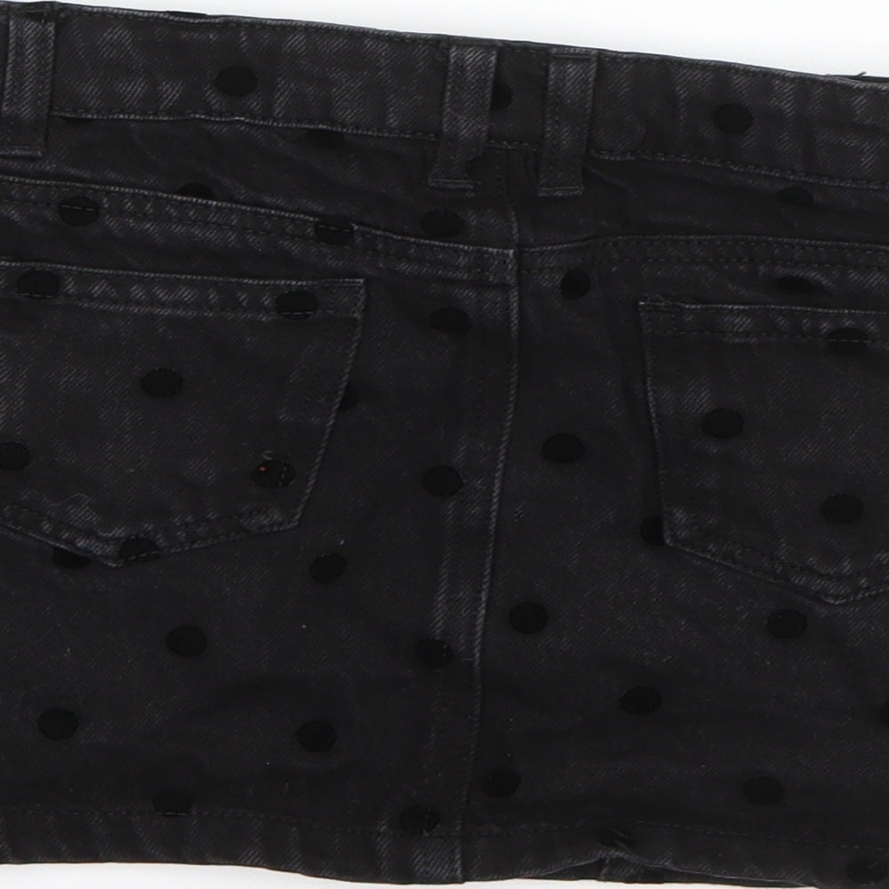 I Love Girls Wear Girls Black Polka Dot Cotton A-Line Skirt Size 6 Years Regular
