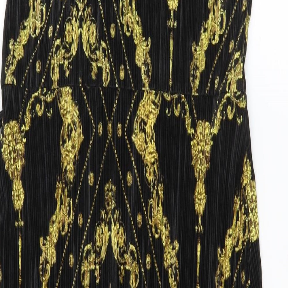River Island Womens Black Argyle/Diamond Polyester Shift Size 6 V-Neck