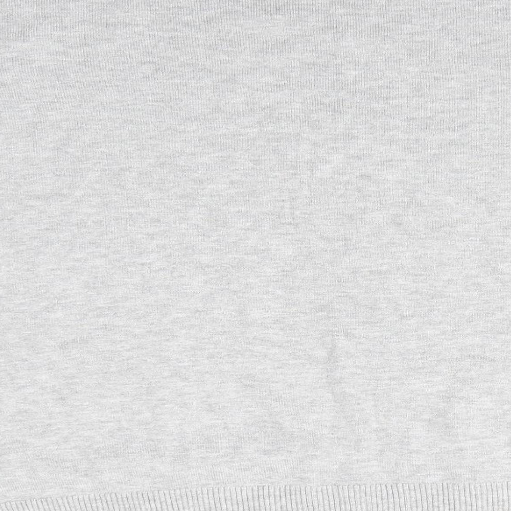 H&M Womens Grey Round Neck Viscose Pullover Jumper Size L - Short side seam vents Light Grey Mix
