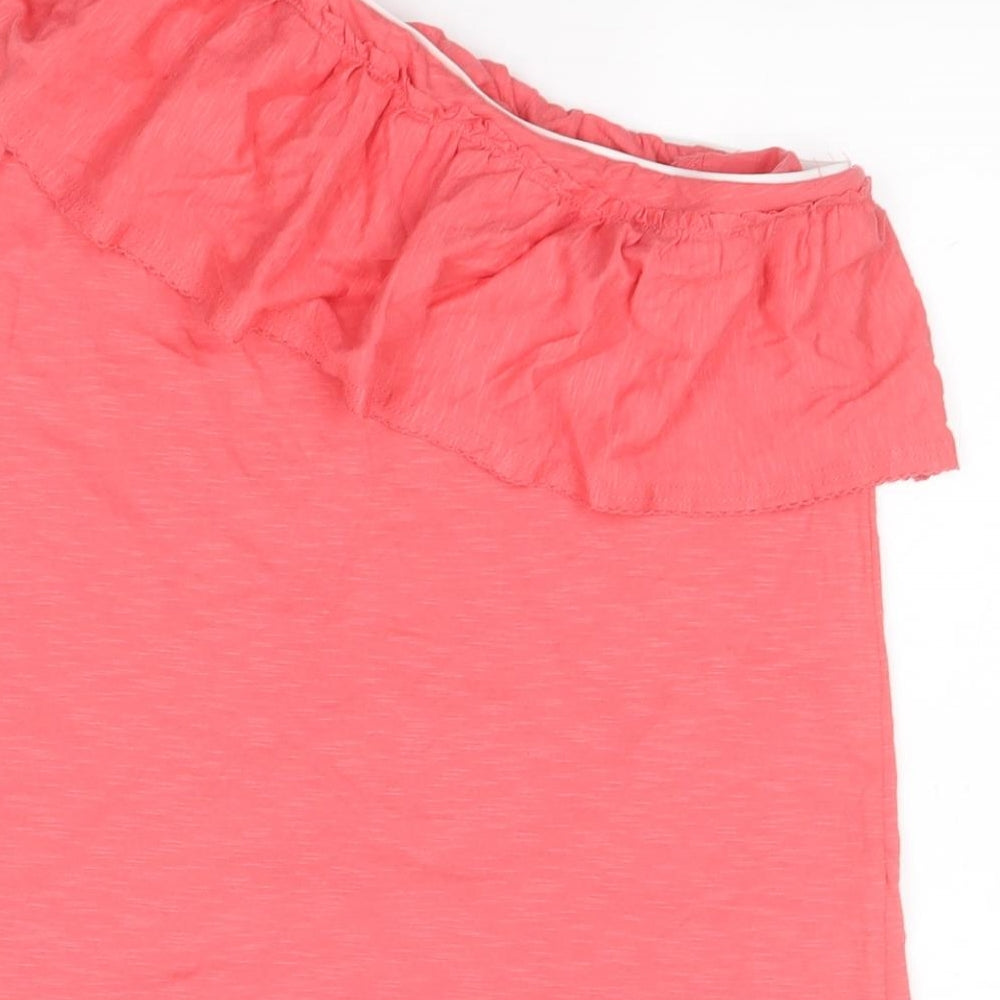 NEXT Womens Pink Cotton Basic T-Shirt Size 12 One Shoulder