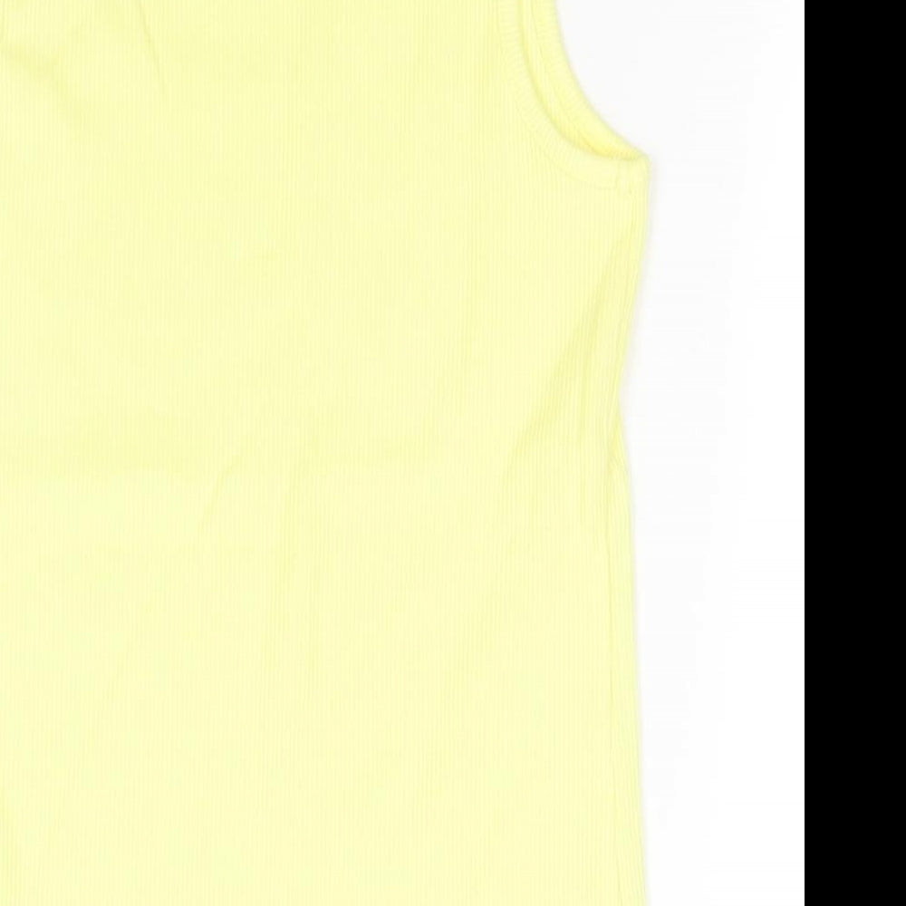 NEXT Girls Yellow Cotton Basic Tank Size 7 Years Round Neck