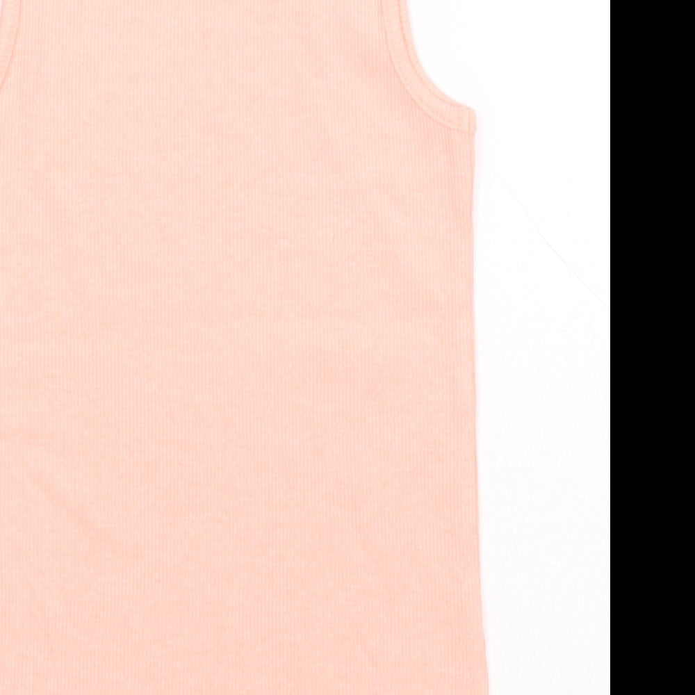 NEXT Girls Pink Cotton Basic Tank Size 7 Years Round Neck