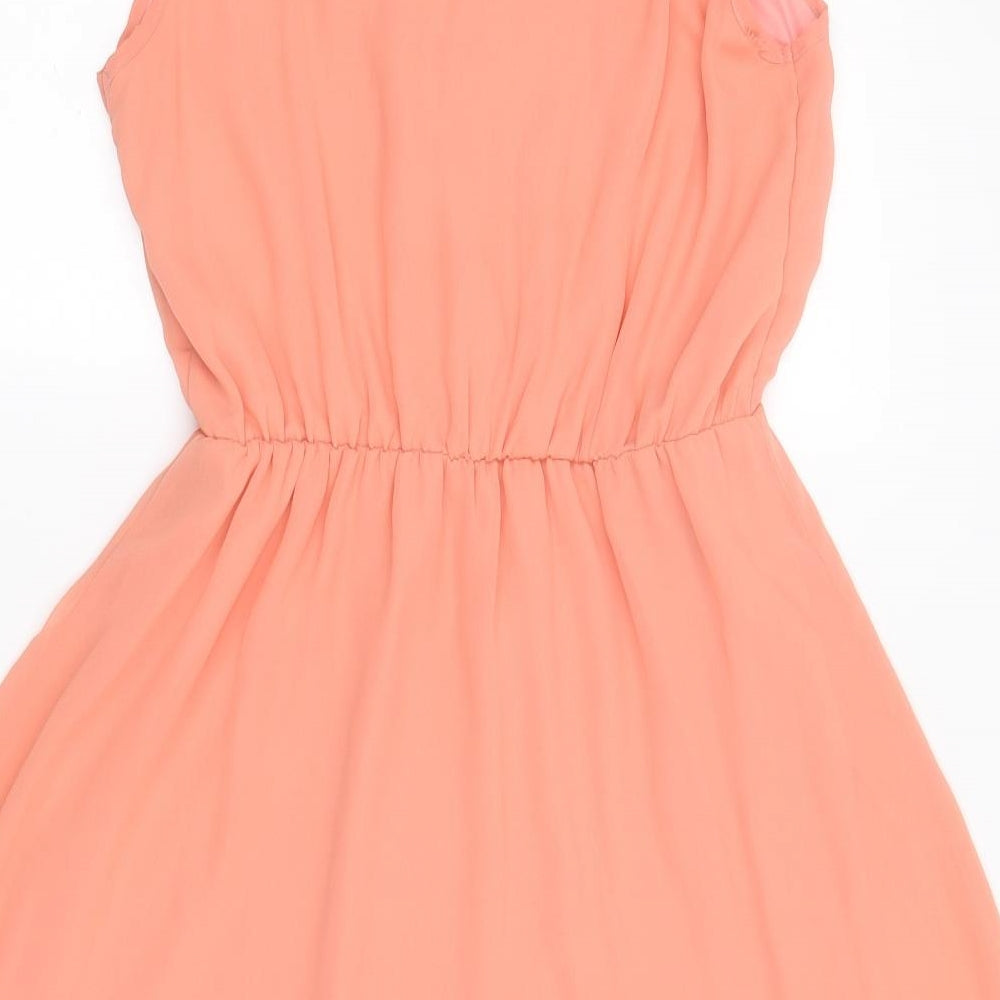 Cameo Rose Womens Orange Polyester A-Line Size 12 Round Neck