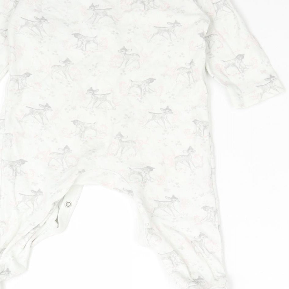 George Girls White Animal Print Cotton Babygrow One-Piece Size 3-6 Months - DINSEY. BAMBI