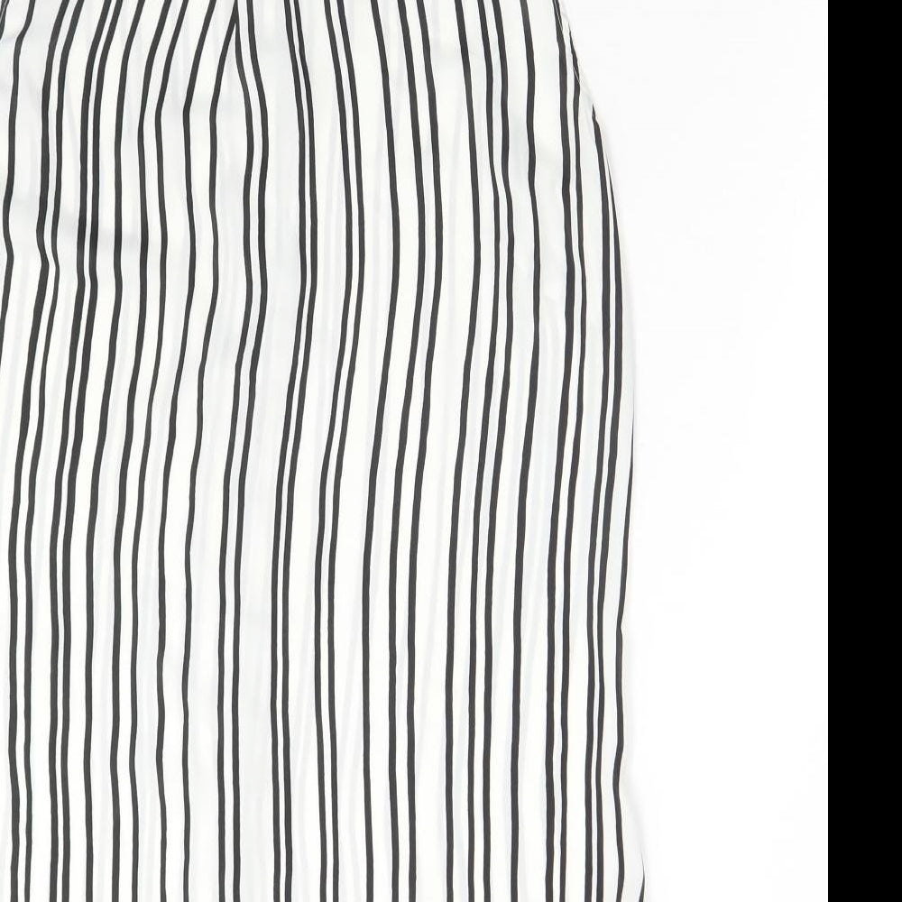 H&M Womens Multicoloured Striped Polyester Basic Blouse Size 8 Collared
