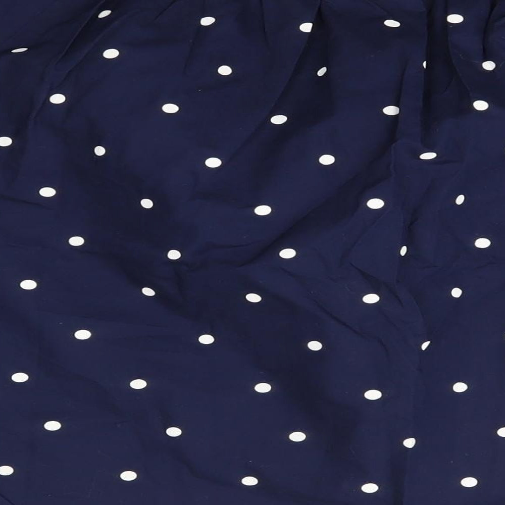 H&M Womens Blue Polka Dot 100% Cotton Basic Blouse Size 6 Off the Shoulder