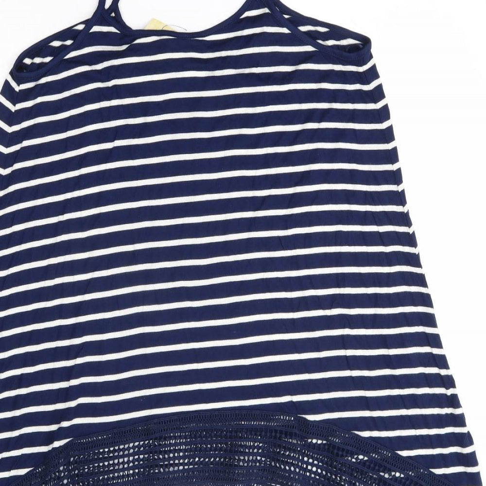 Store Twenty One Womens Blue Striped Viscose Camisole Blouse Size 12 Round Neck