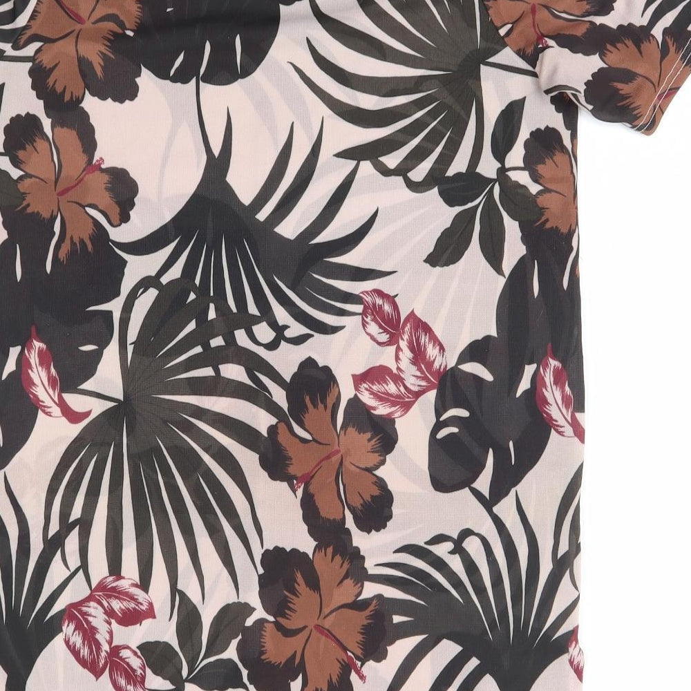 River Island Womens Multicoloured Floral Polyester T-Shirt Dress Size 8 Round Neck