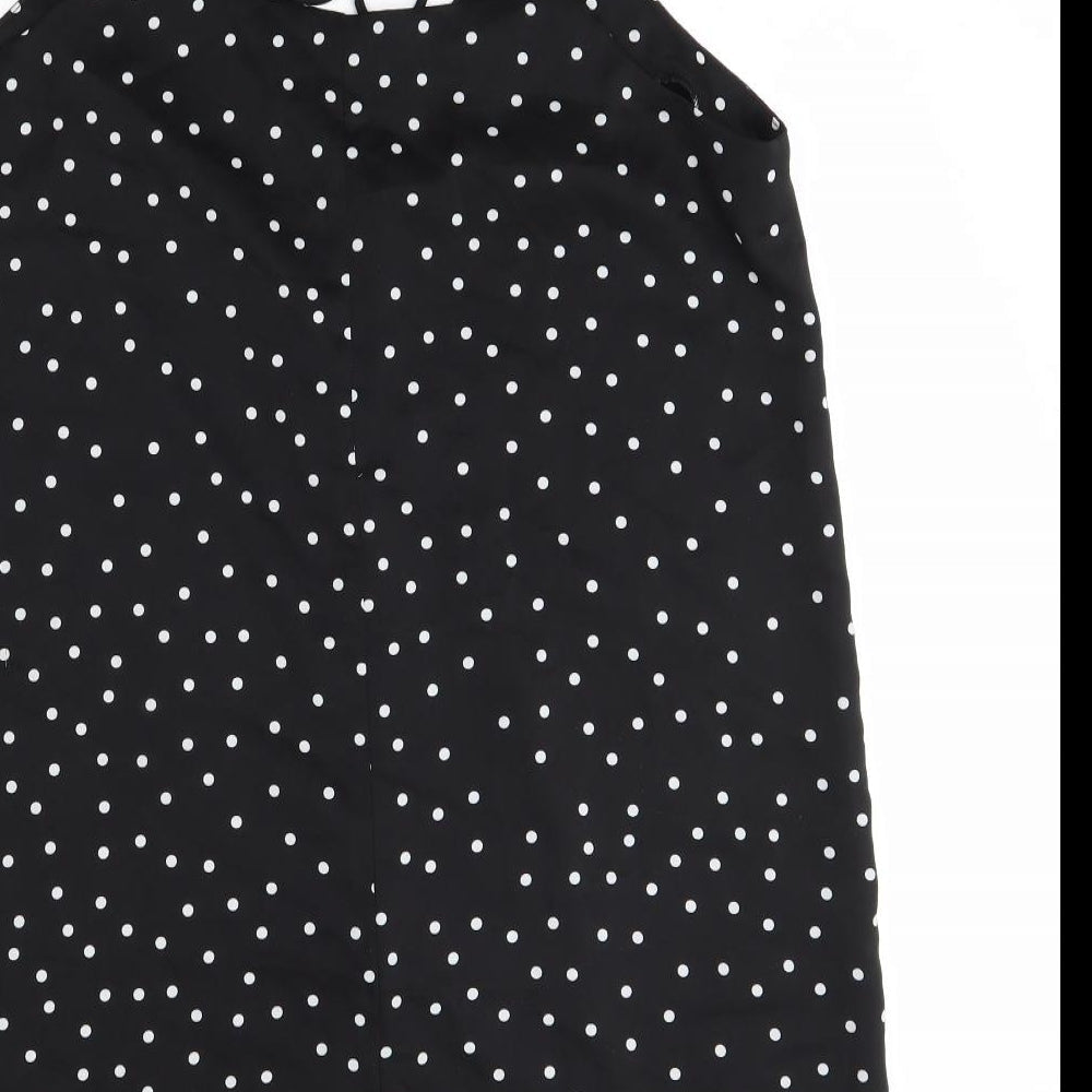 Nasty Gal Womens Black Polka Dot Polyester Tank Dress Size 12 V-Neck