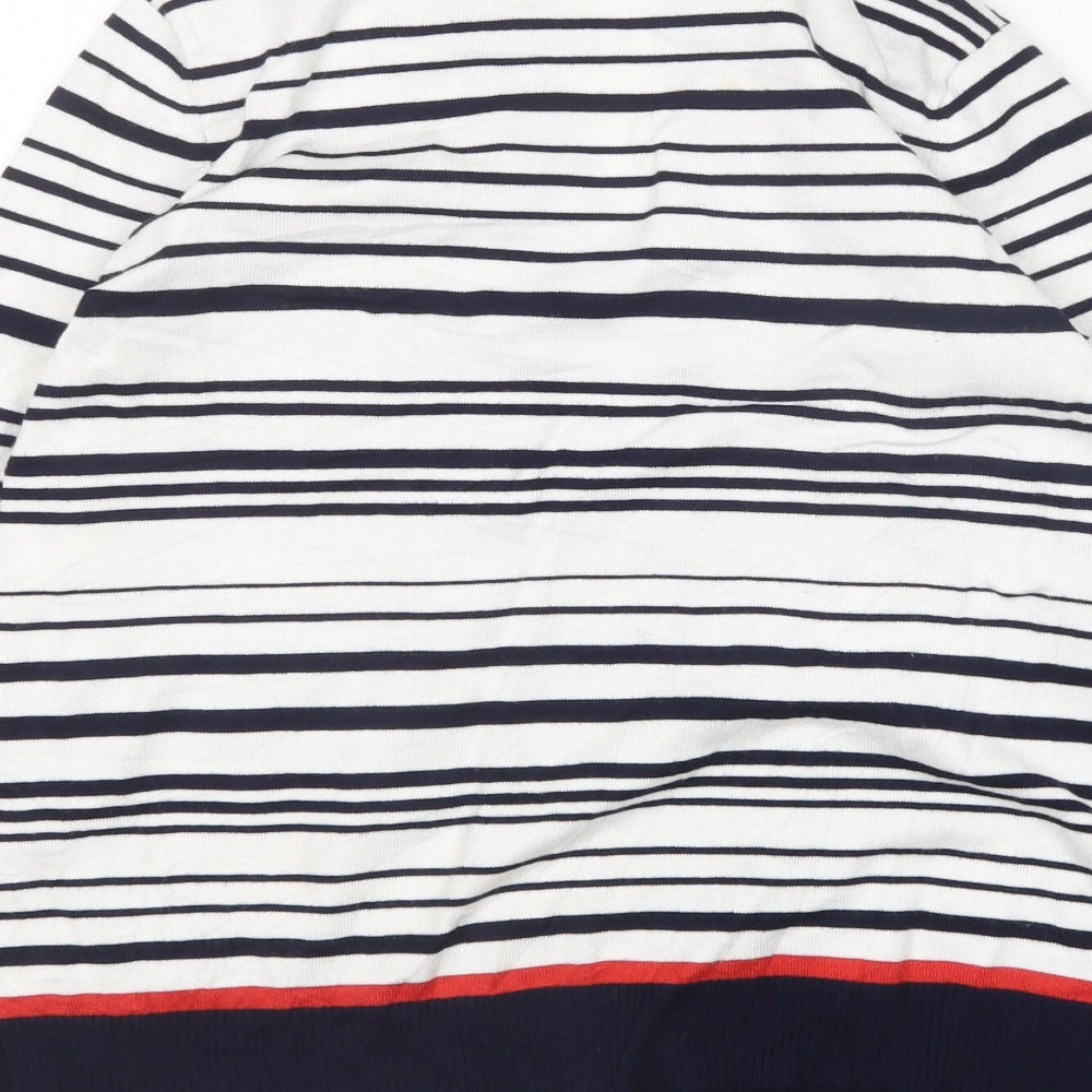 M&Co Womens Multicoloured V-Neck Striped Viscose Cardigan Jumper Size 12