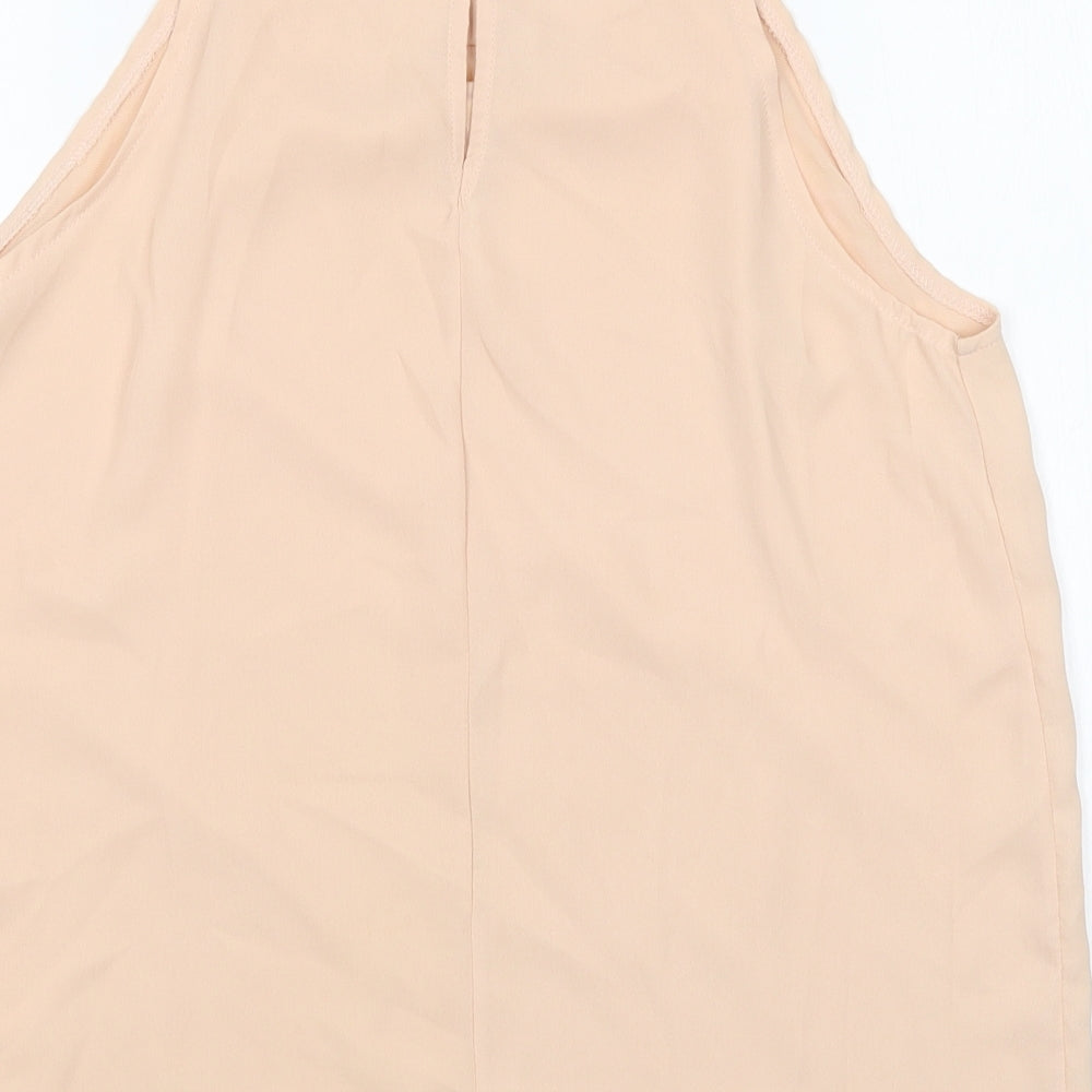New Look Womens Beige Polyester Basic Blouse Size 10 Round Neck