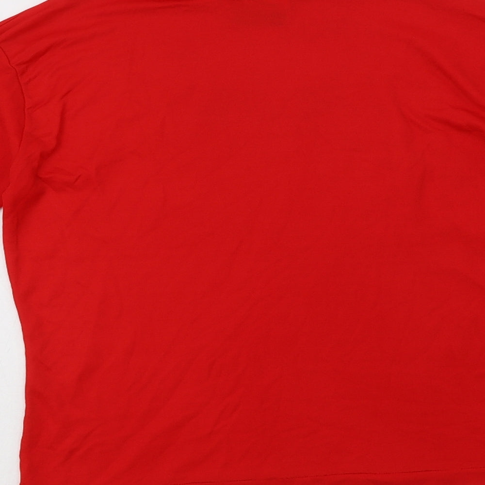 Creations Womens Red Nylon Basic T-Shirt Size 8 Roll Neck
