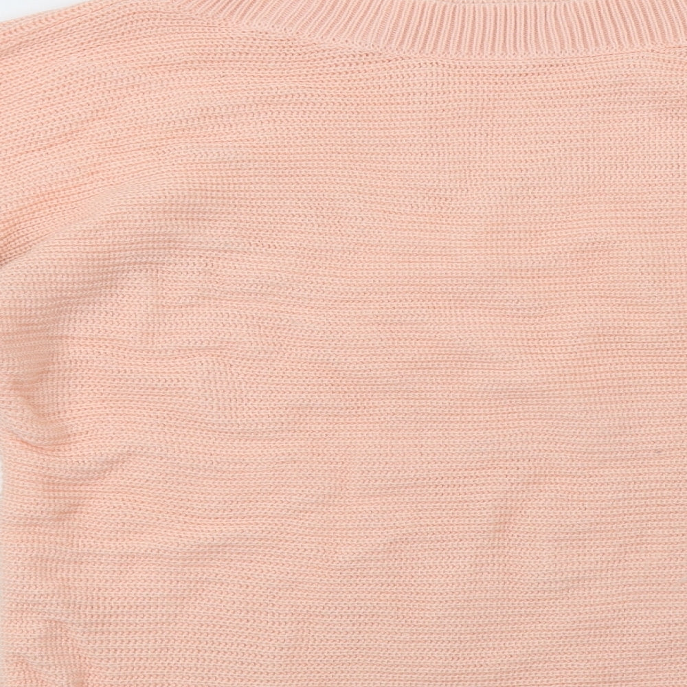 SheIn Womens Pink Boat Neck Acrylic Pullover Jumper Size L