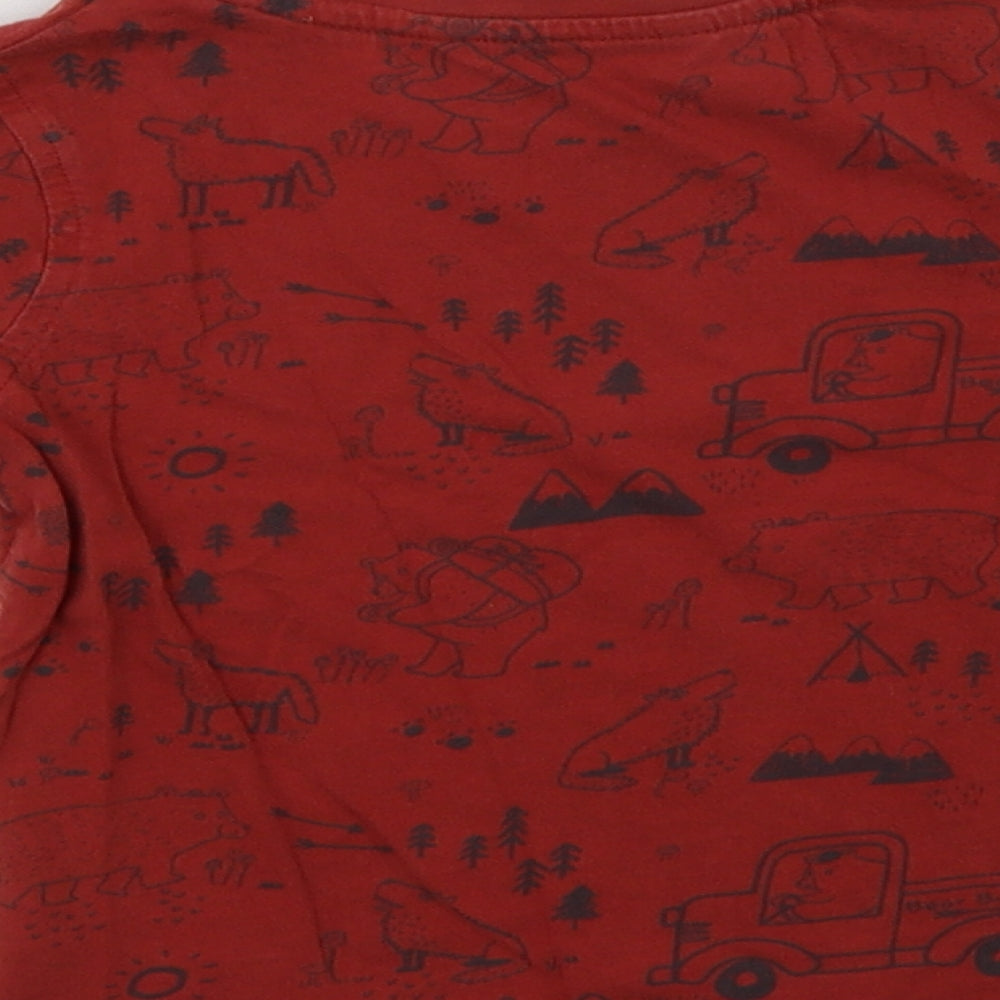 George Boys Red Geometric Cotton Basic T-Shirt Size 2-3 Years Crew Neck - Bear Print