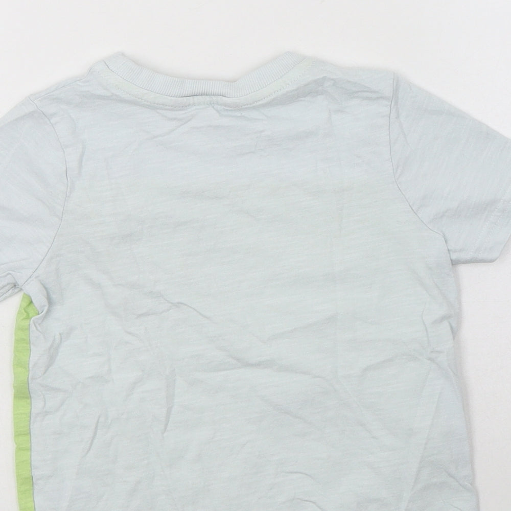 George Boys Blue Colourblock Cotton Basic Polo Size 3-4 Years Crew Neck