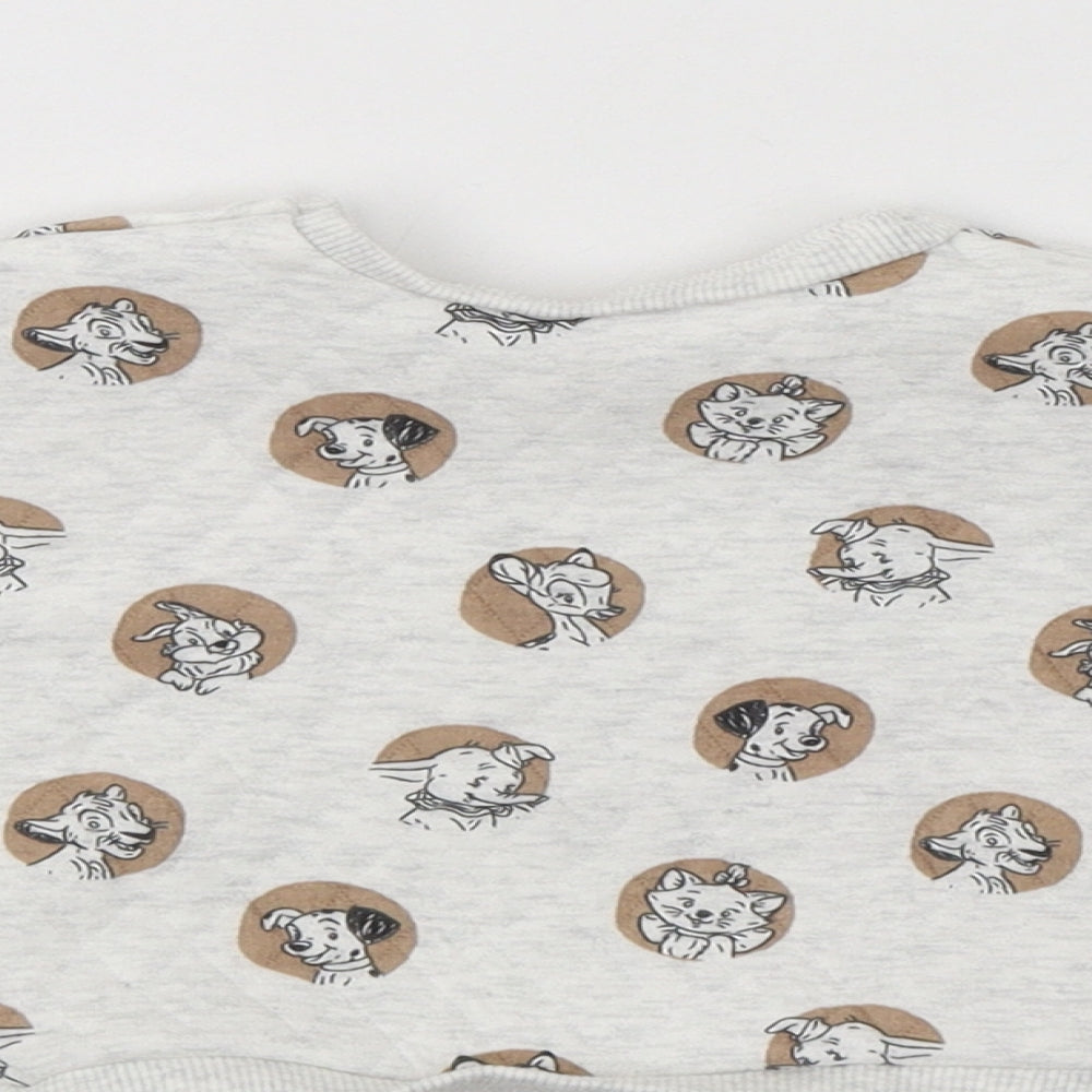 George Baby Grey Geometric Polyester Pullover Jumper Size 0-3 Months Snap - Disney Characters