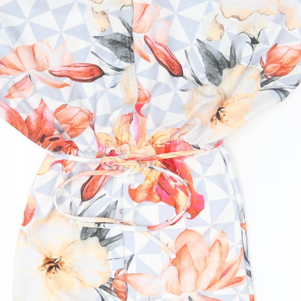 Boohoo Womens Multicoloured Floral Polyester Fit & Flare Size 10 V-Neck
