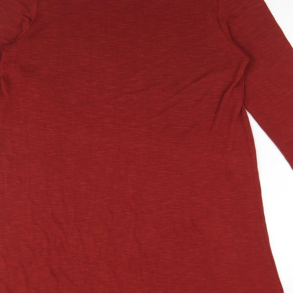 H&M Womens Orange Viscose A-Line Size 14 Mock Neck