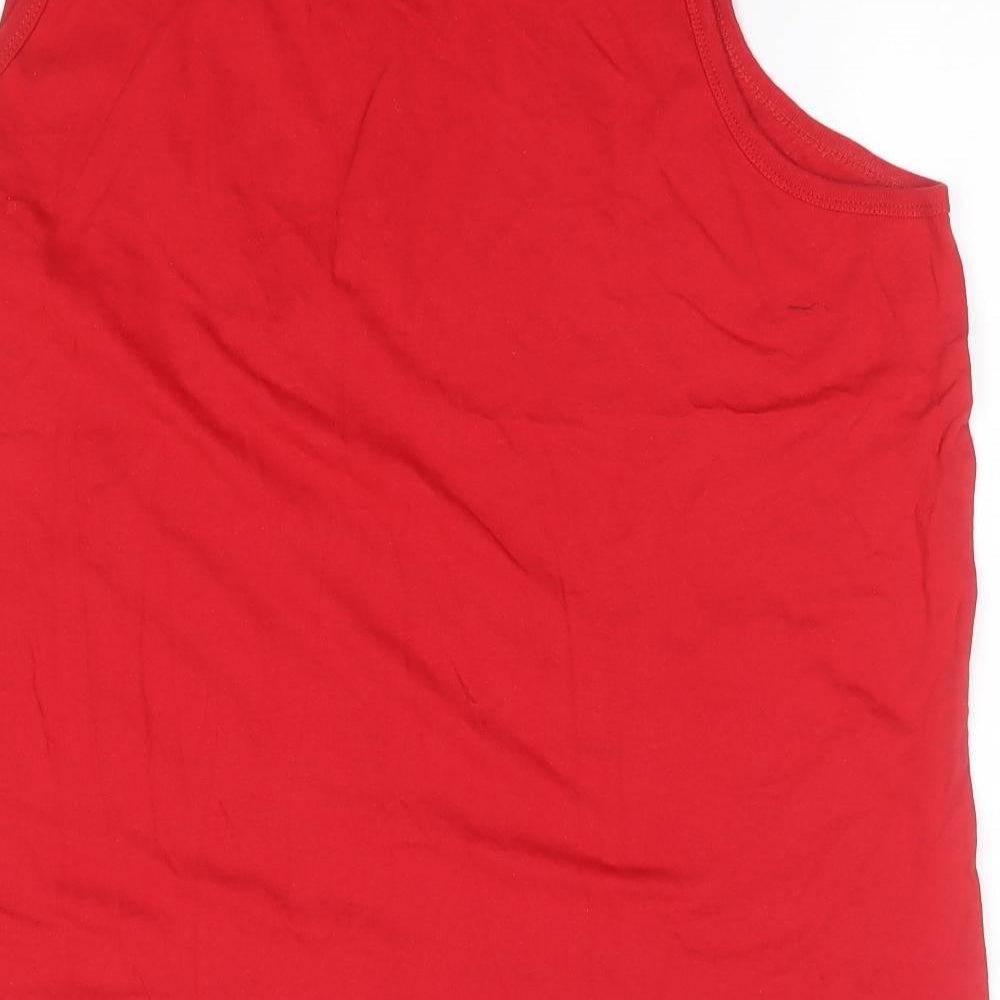 Atlas Mens Red Cotton Basic Tank Size XL Round Neck