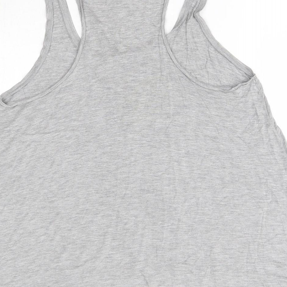 H&M Womens Grey Viscose Basic Tank Size 12 Round Neck - Love