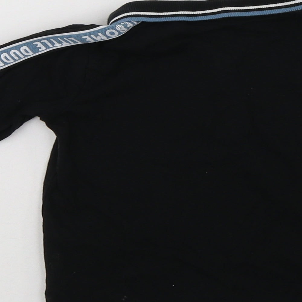 George Baby Black Cotton Basic Polo Size 12-18 Months Collared Zip