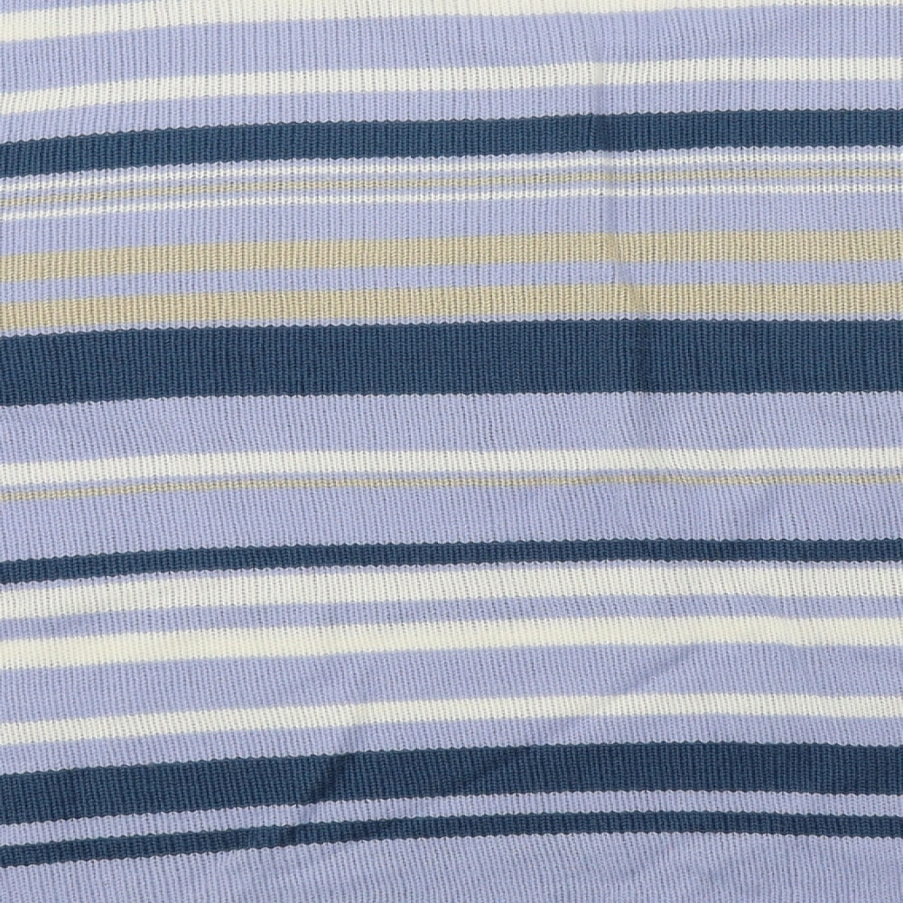 Bonmarché Womens Blue Crew Neck Striped Acrylic Pullover Jumper Size M