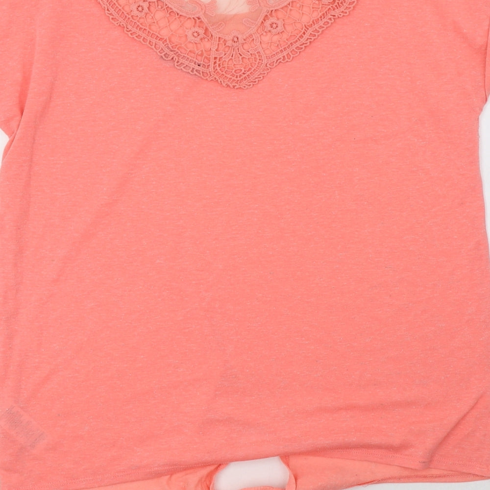 F&F Womens Pink Polyester Basic Blouse Size 10 Round Neck - la