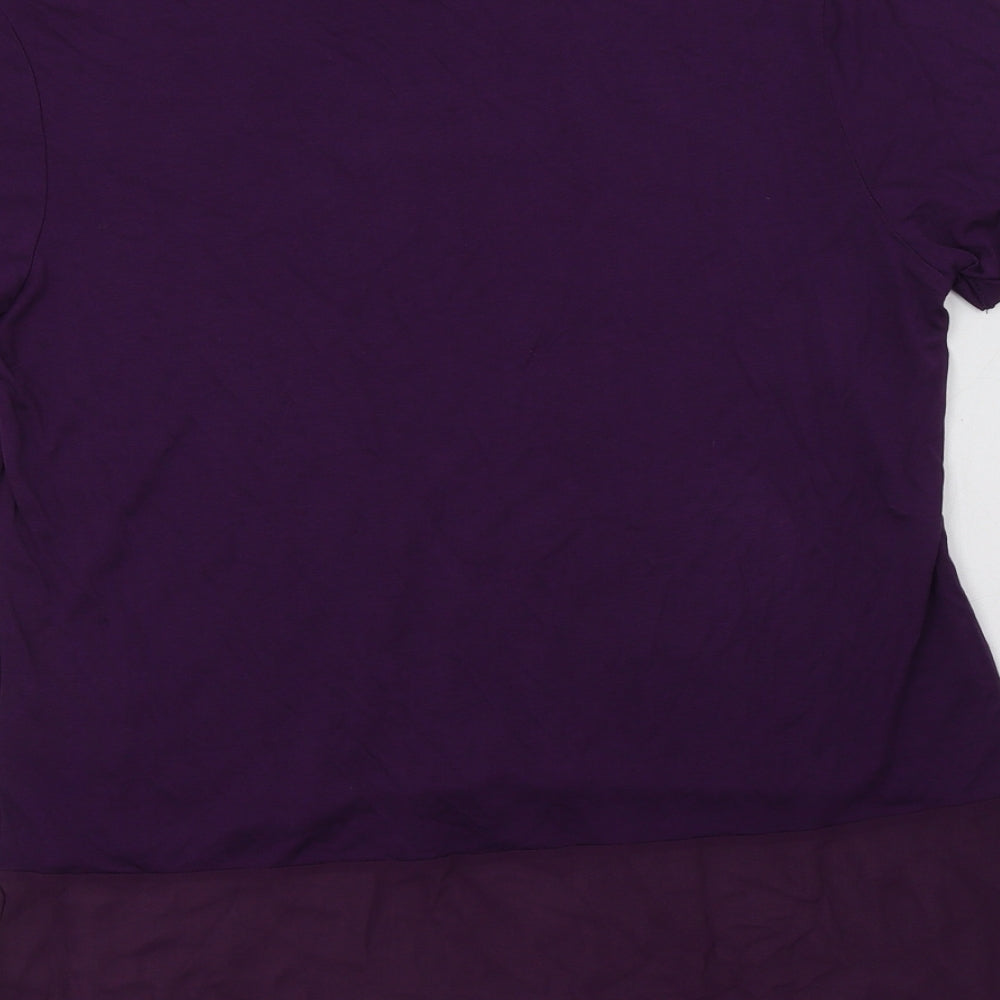 Peacocs Womens Purple Viscose Basic Blouse Size 12 Crew Neck