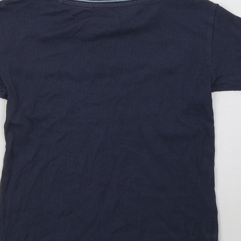 Next Boys Blue Cotton Basic T-Shirt Size 9 Years Crew Neck