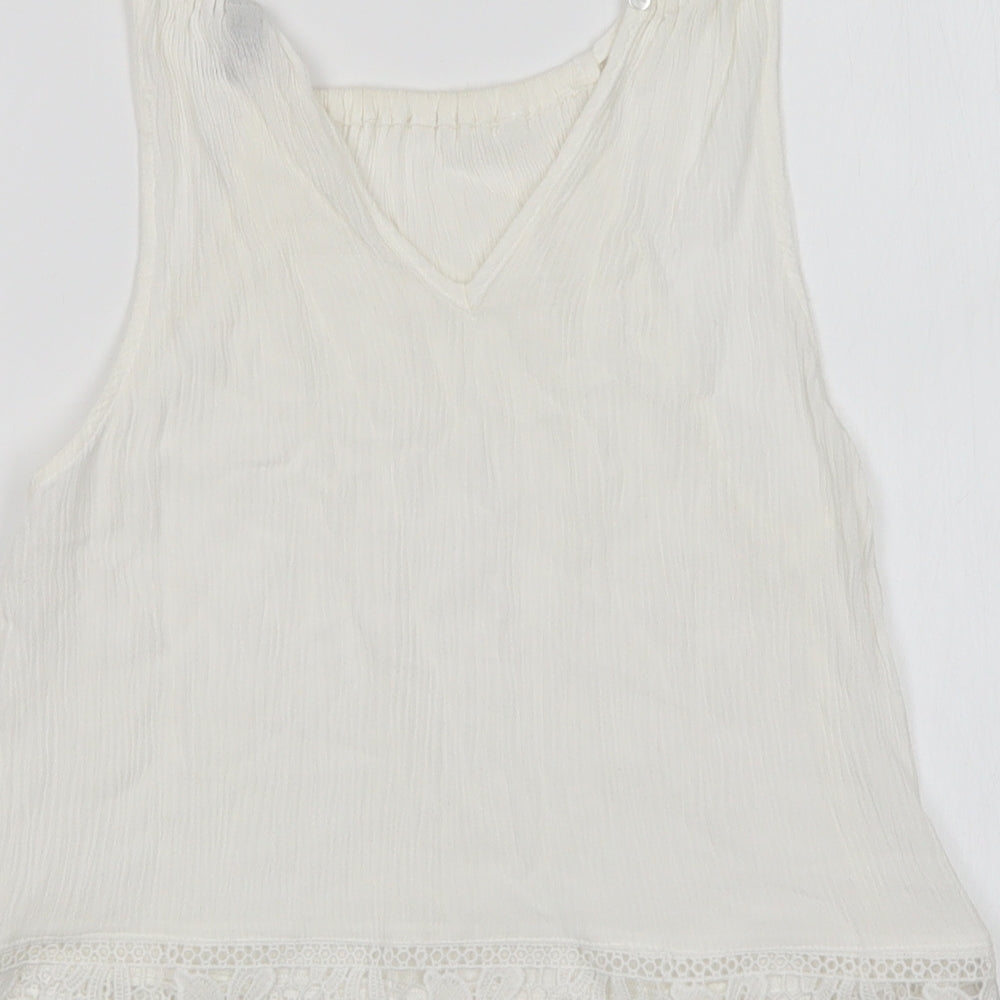 H&M Womens White Basic Blouse Size 4 Round Neck