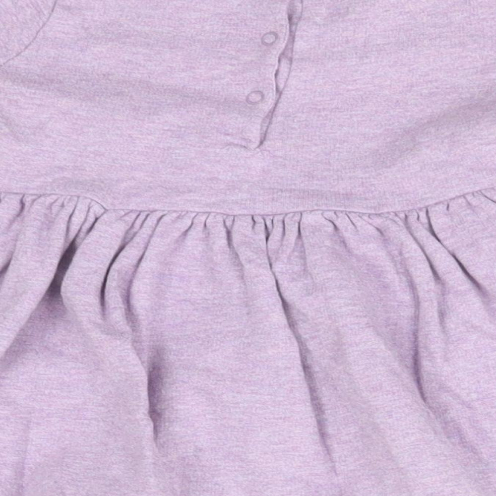 NEXT Girls Blue Cotton A-Line Size 6-9 Months Round Neck