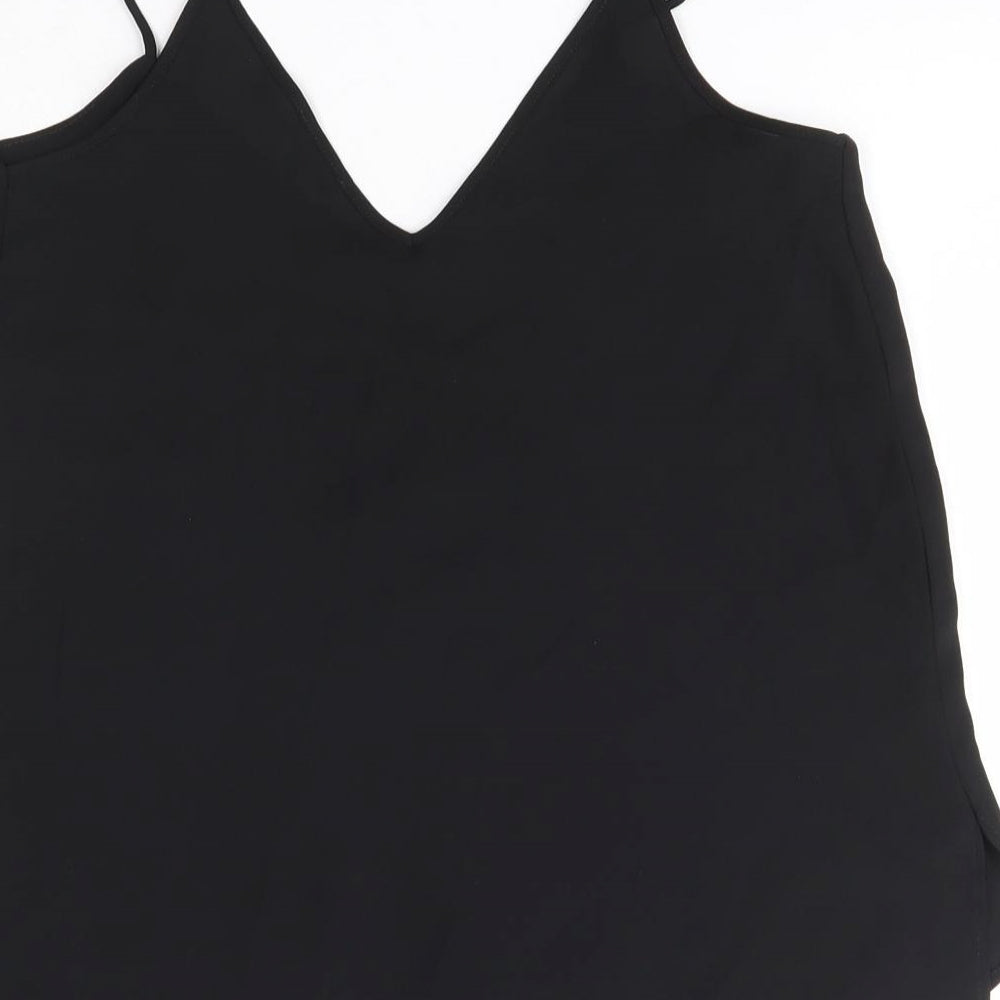 River Island Womens Black Polyester Camisole Blouse Size 6 V-Neck