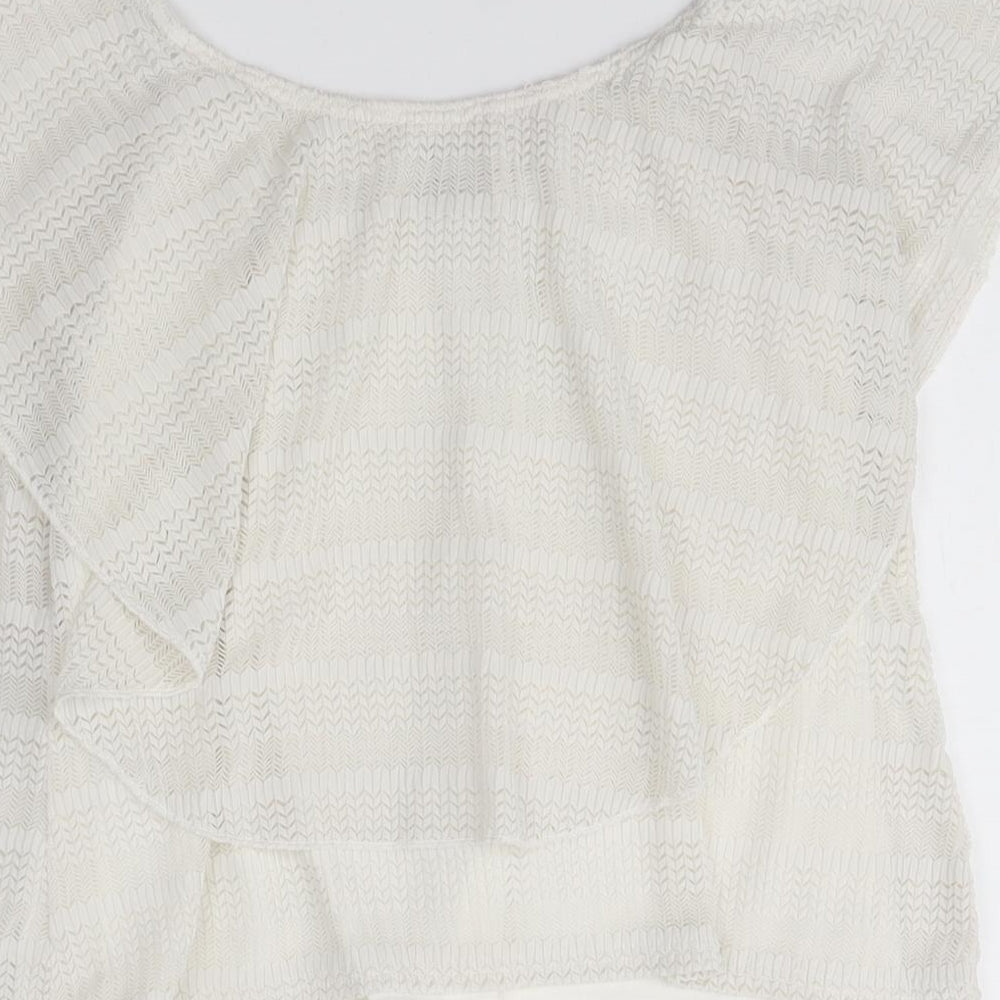 River Island Womens White Nylon Basic Blouse Size 10 Round Neck