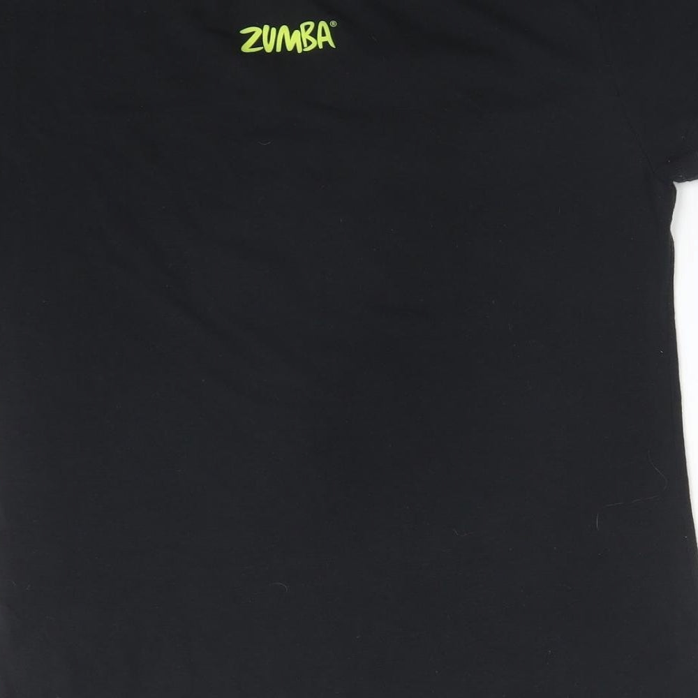 Zumba Womens Black Polyester Basic T-Shirt Size XS Round Neck - LEAN MEAN BOOTY SHAKING MACHINE