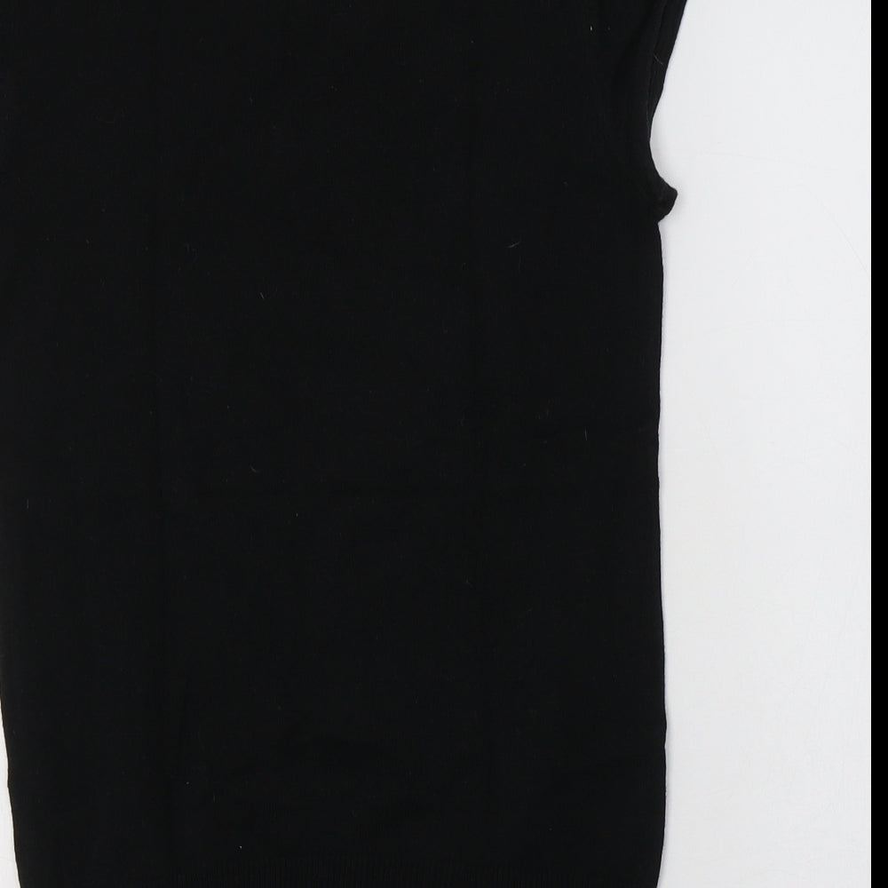 H&M Womens Black Crew Neck Cotton Pullover Jumper Size 8 - Heart