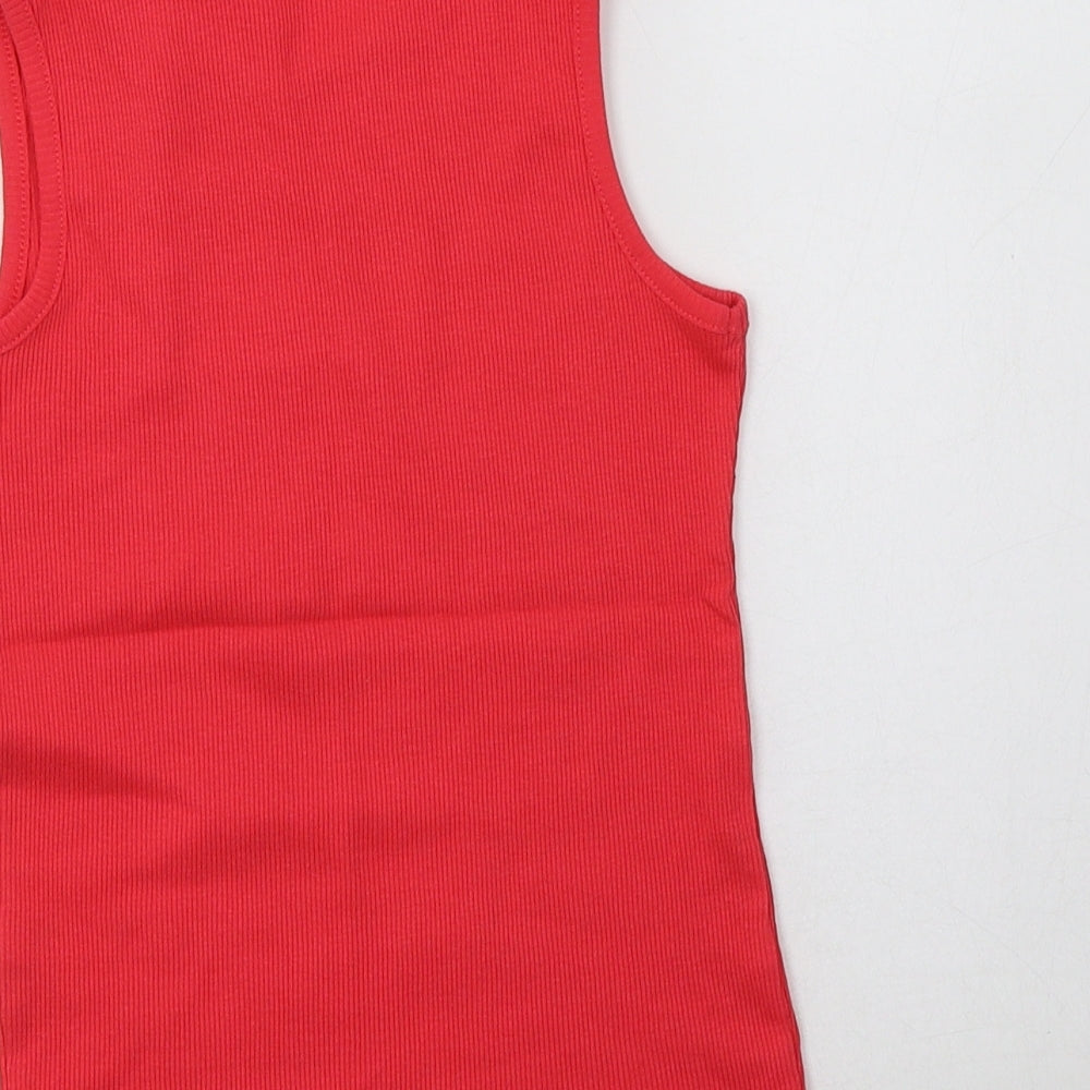 George Girls Pink Cotton Basic Tank Size 7-8 Years Crew Neck