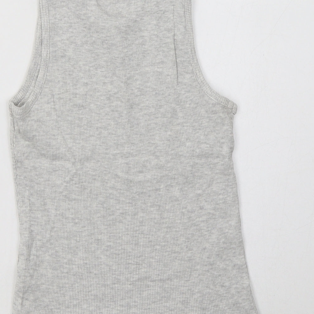 George Girls Grey Cotton Basic Tank Size 7-8 Years Crew Neck