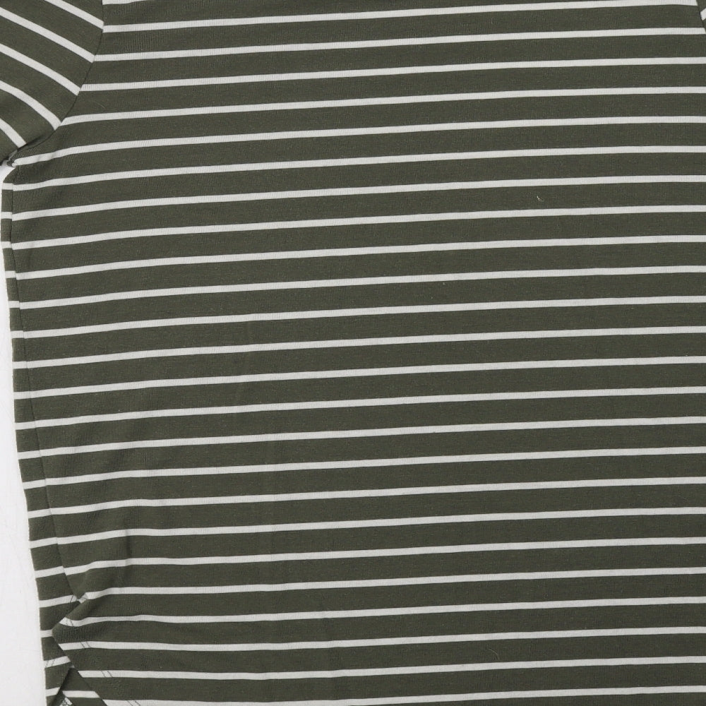 Primark Womens Green Striped Polyester T-Shirt Dress Size M Crew Neck - Hello Weekend