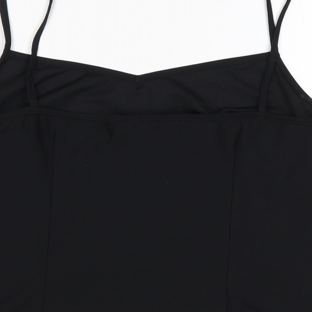 Dorothy Perkins Womens Black Polyester Basic Blouse Size 16 V-Neck