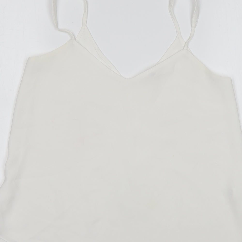 River Island Womens White Polyester Basic Tank Size 8 V-Neck