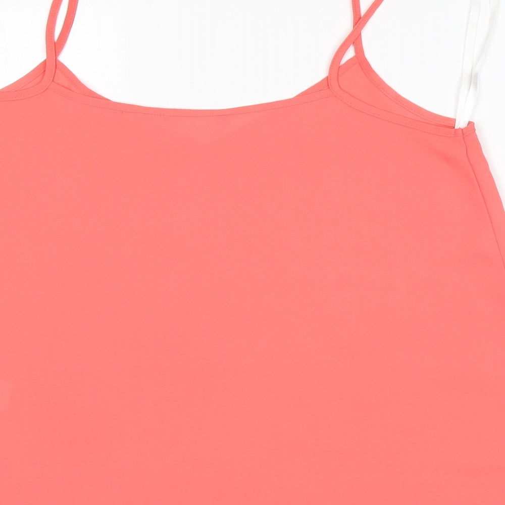 New Look Womens Pink Polyester Basic Tank Size 10 V-Neck